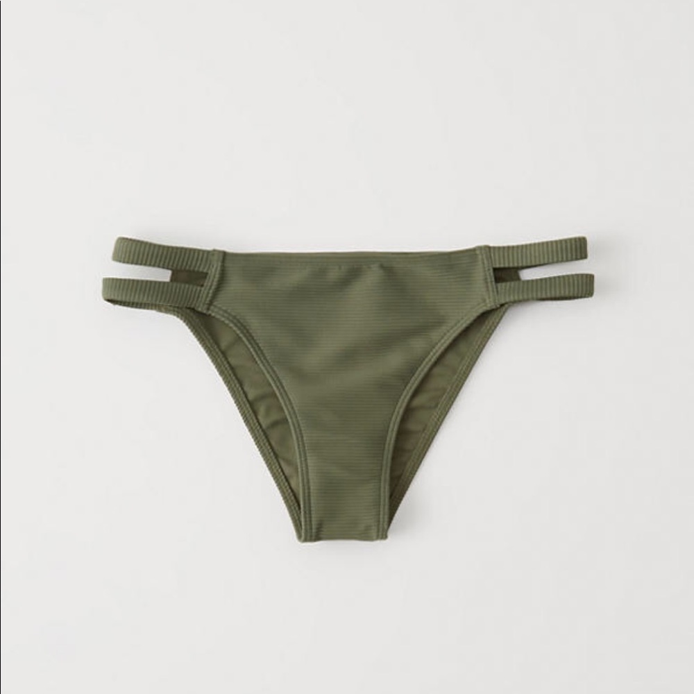 GREENRIBBED STRAPPY CHEEKY BIKINI BOTTOM